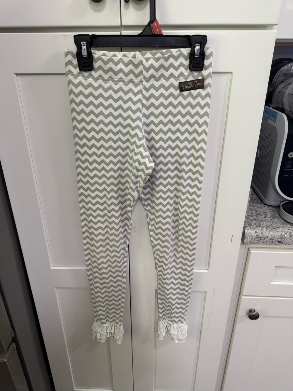 Matilda Jane Gray & White Chevron Leggings with Logo Tag